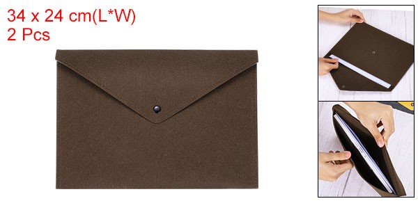 2 Pcs Felt File Folders, Folder File Document with Button Closure(Dark Brown)