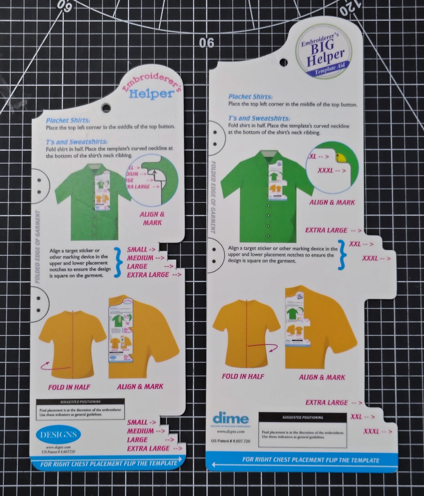 DIME Embroiderer’s Helper + BIG Helper Template Shirt Placement Tool Set