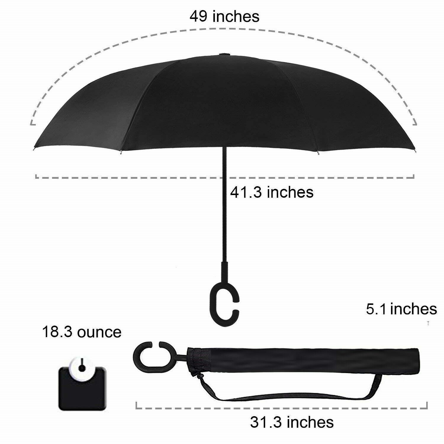 C-Handle Inverted Reverse Umbrella, Flower print (Inside-out, Upside-down)