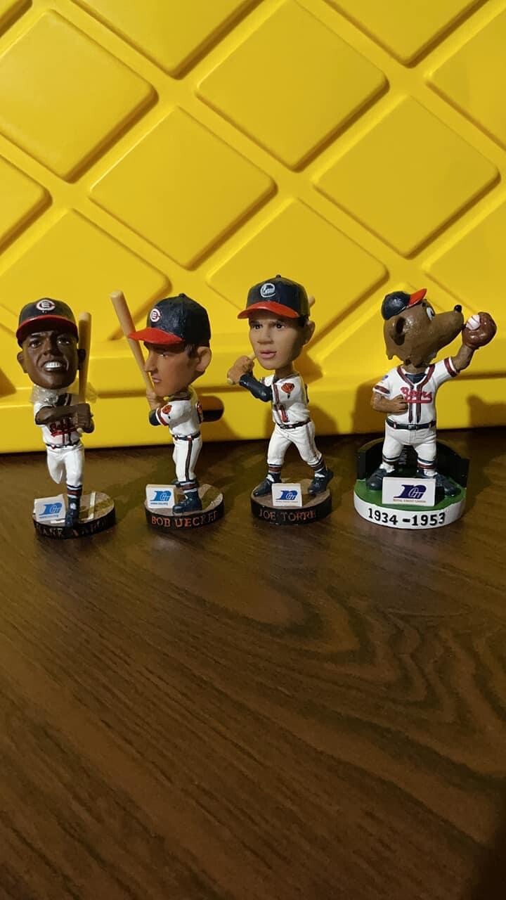 Hank Aaron, Bob Uecker, Joe Torre, SGA 4 Mini, 2 Full Size As Pictured.  RARE!