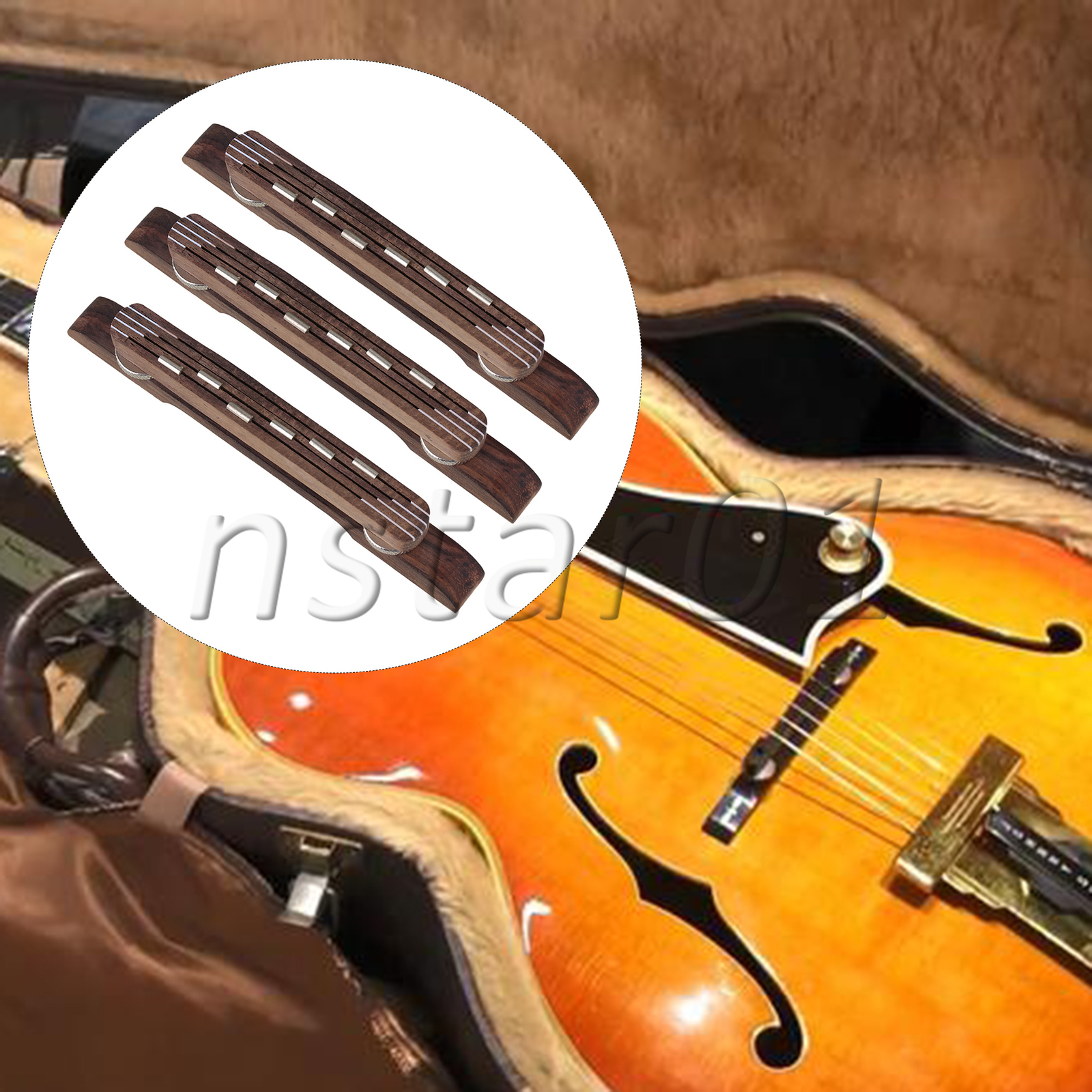 Rosewood Bridge Floating for 6-String Archtop Jazz Guitar 12x1.2x0.9cm Set of 3