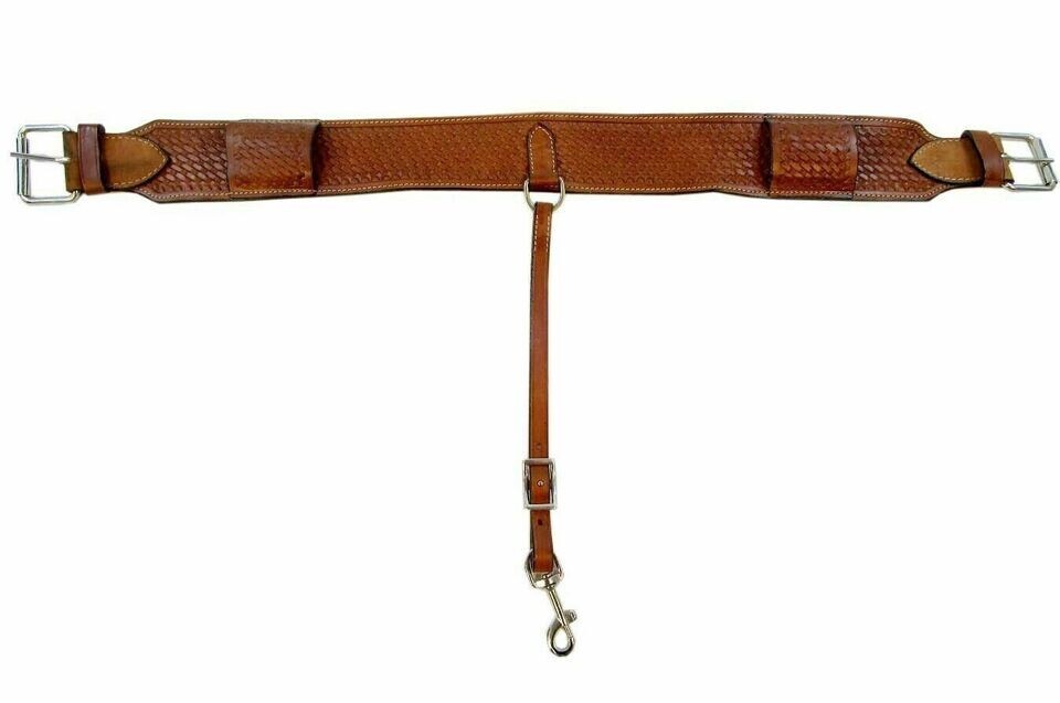 GENUINE LEATHER REAR TOOLED WESTERN TACK CINCH GIRTH FLANK BILLET HORSE SADDLE.