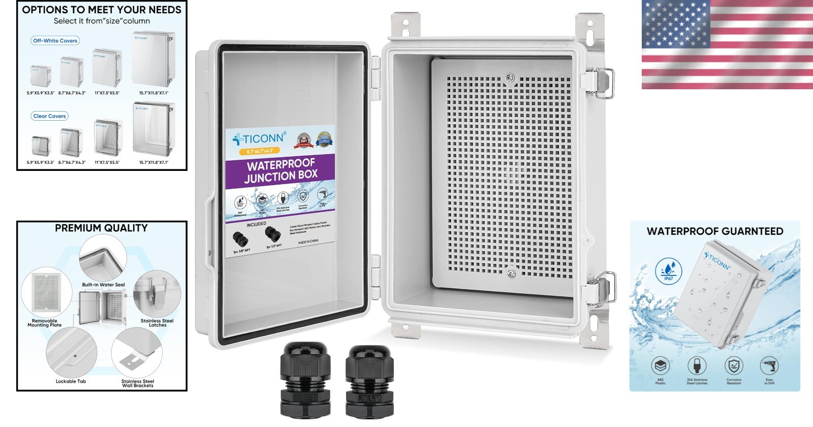 High-Quality Waterproof Junction Box | Includes Mounting Plate & Brackets