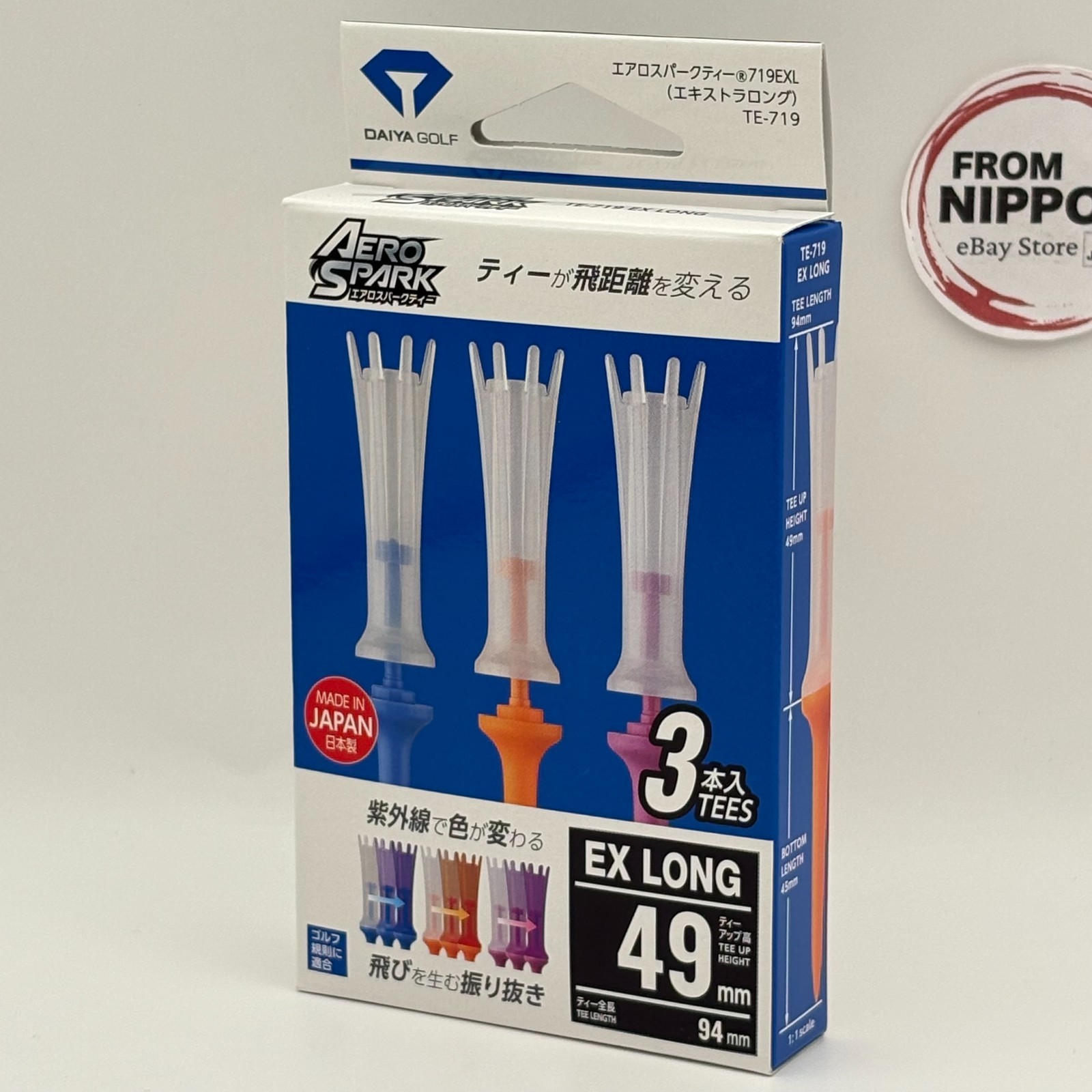 Daiya Golf TE-719 Aero Spark Tee Extra Long Clear