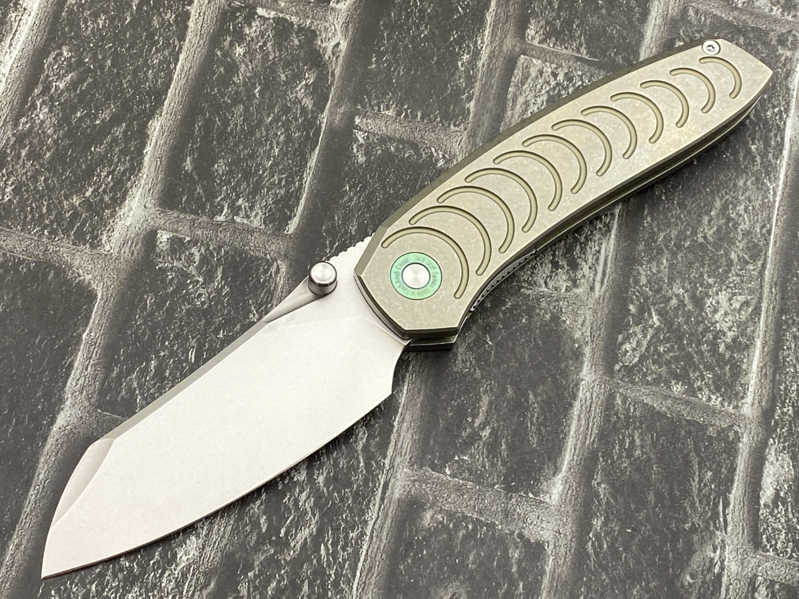 Twosun TS573-K110-Stonewash Folding Knife K110 Titanium Handle Pocket Knife