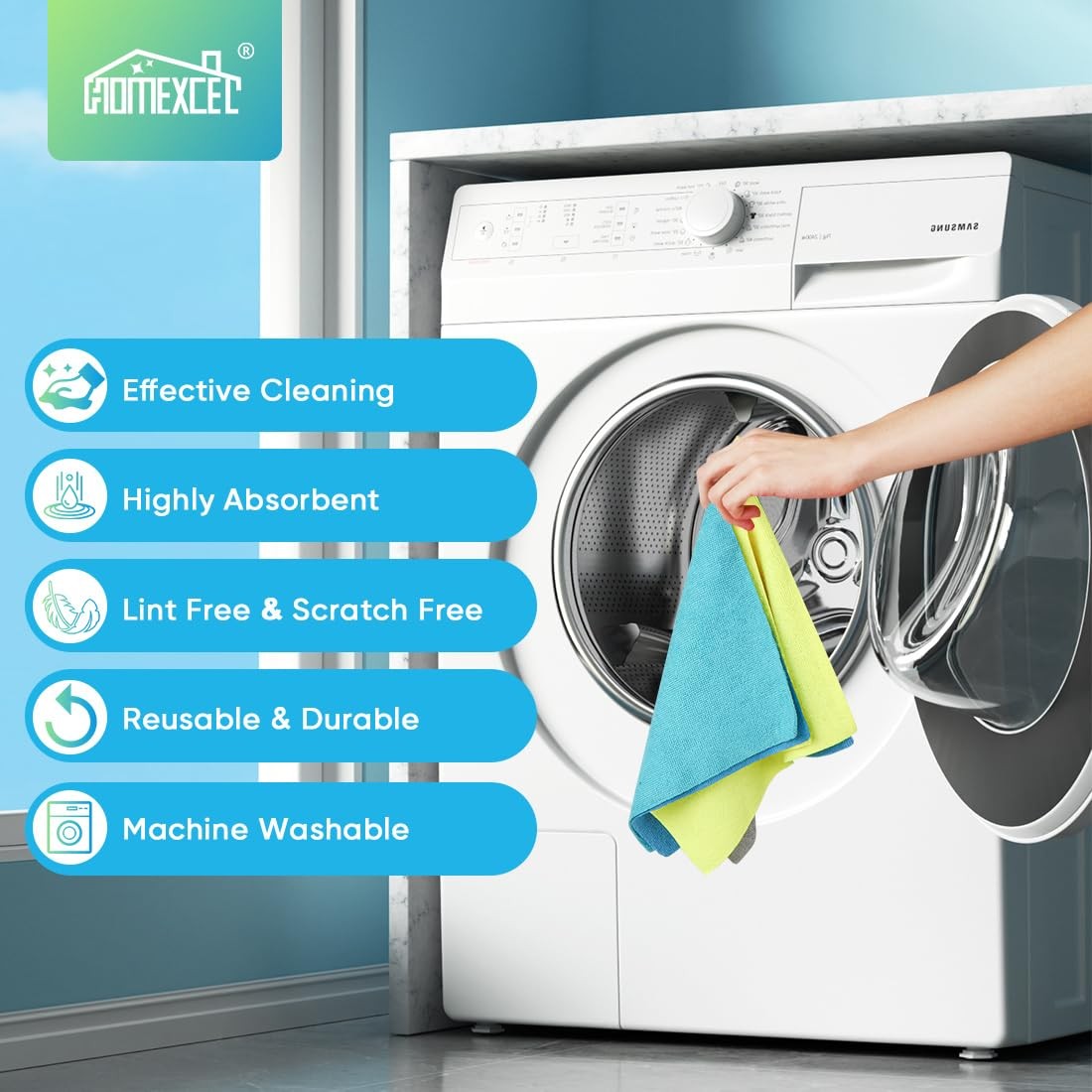 HOMEXCEL Microfiber Cleaning Cloths, 20 Pack 11.5 x Inch, Multicolor