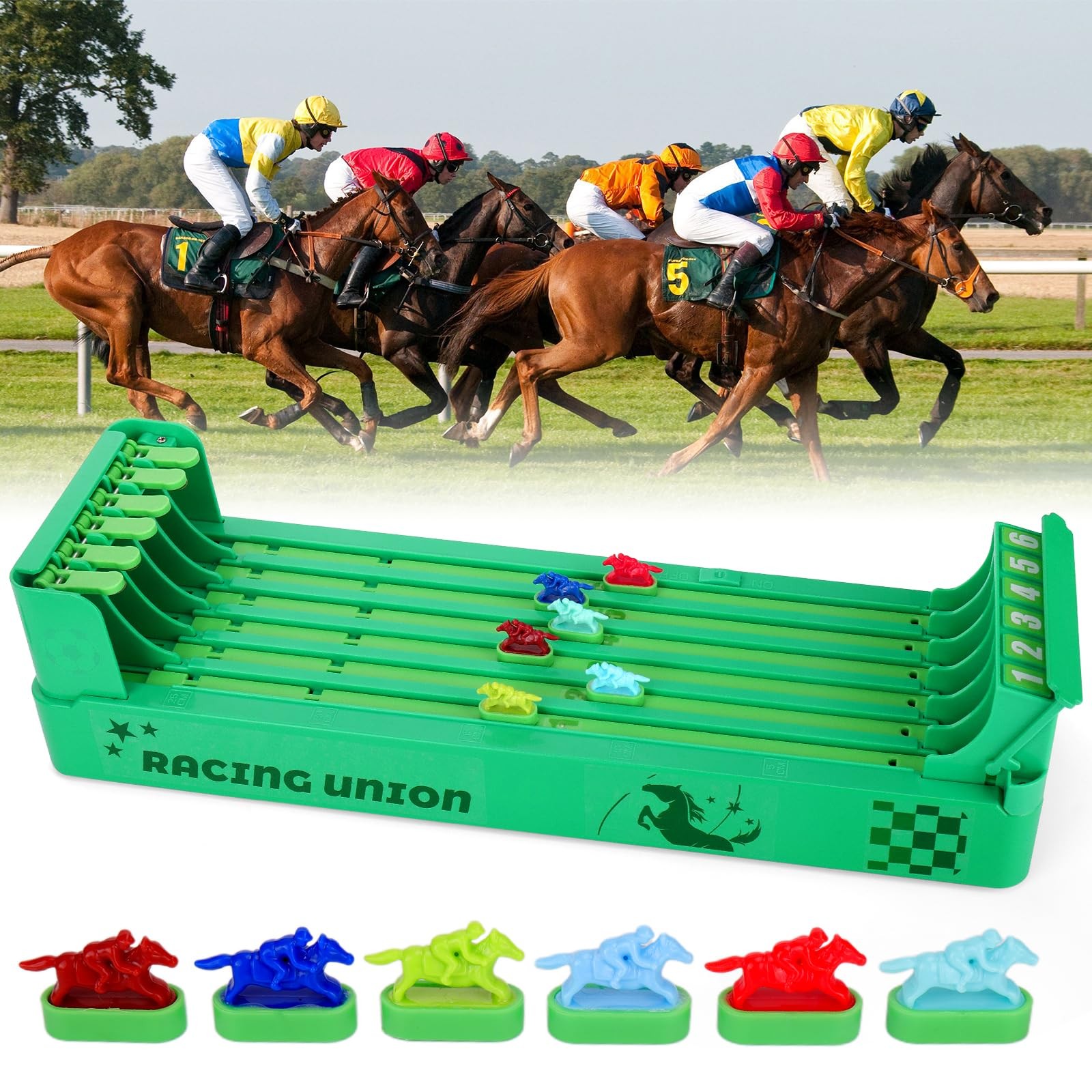 Horse Racing Game,Electronic Horse Race Board Game with 6-Horse, Mini Portabl...