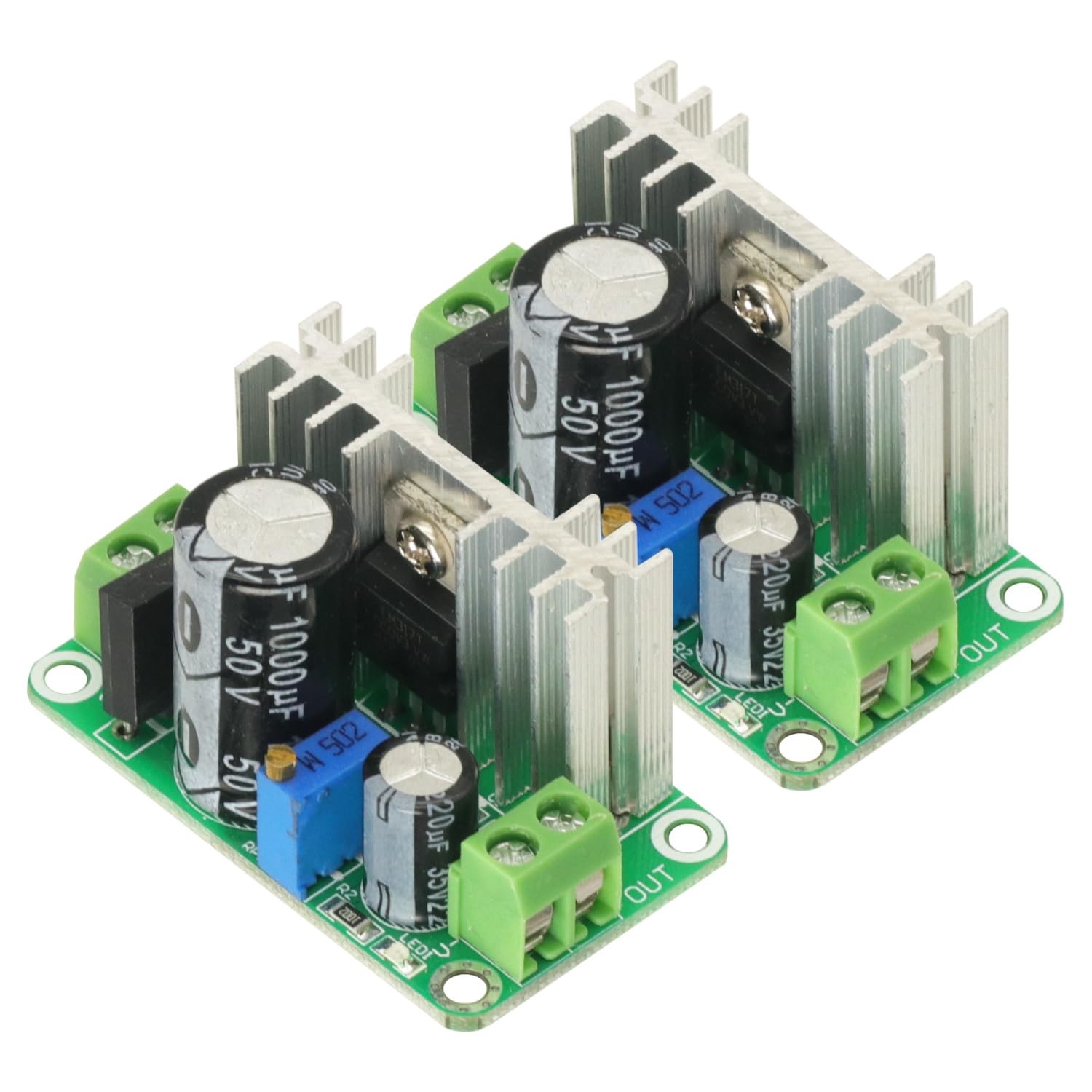 2 Pcs LM317 AC DCDC Adjustable Converter Buck Step Down Circuit Board Module