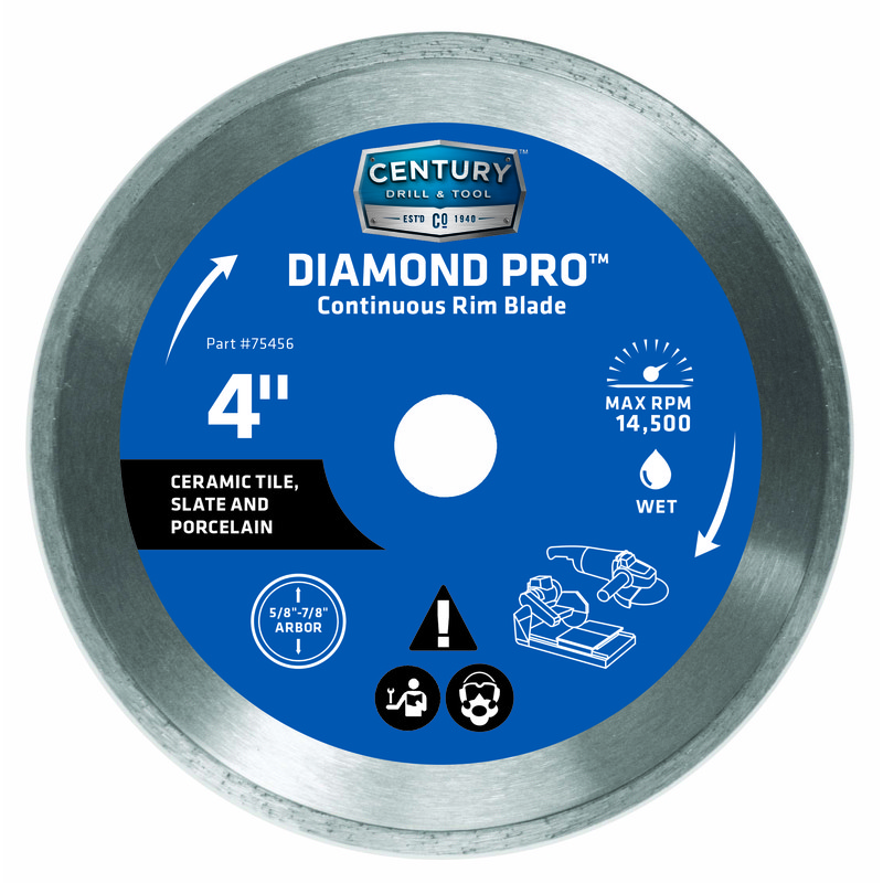Century Drill & Tool 75456 Continuous Rim Diamond Circular Saw Blade 4 Dia. in.