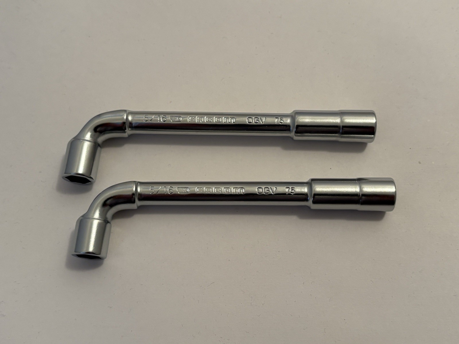 (2) FACOM #75 - 5/16” ANGLED 90° PASS-THRU SOCKET WRENCHES - NEW - FREE SHIPPING