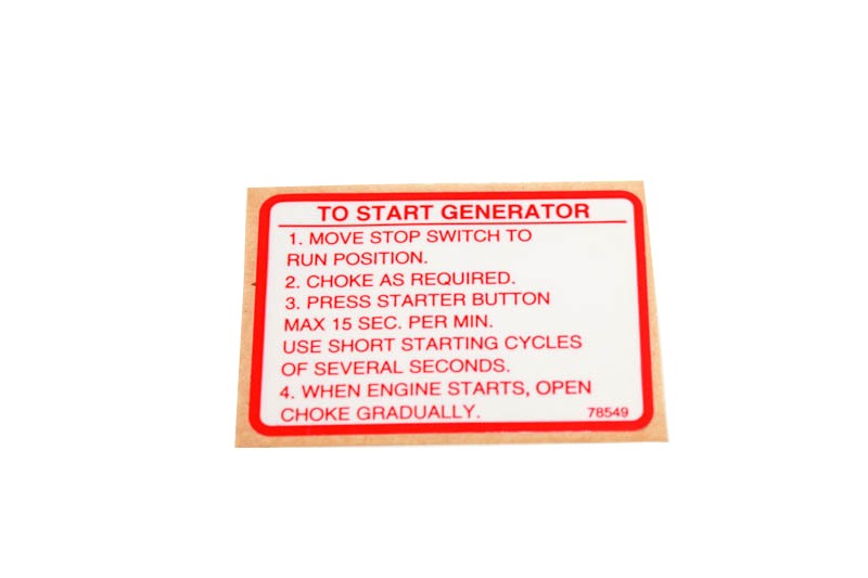 Generac Portables Parts 78549GS DECAL ELEC START Engine GEN-78549GS