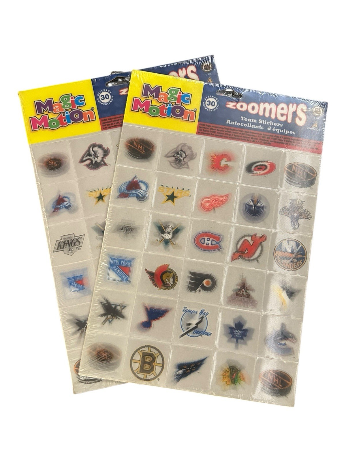 1997 Pinnacle - Zoomers Magic Motion 30 NHL Team Vtg Logo Stickers NEW, SEALED