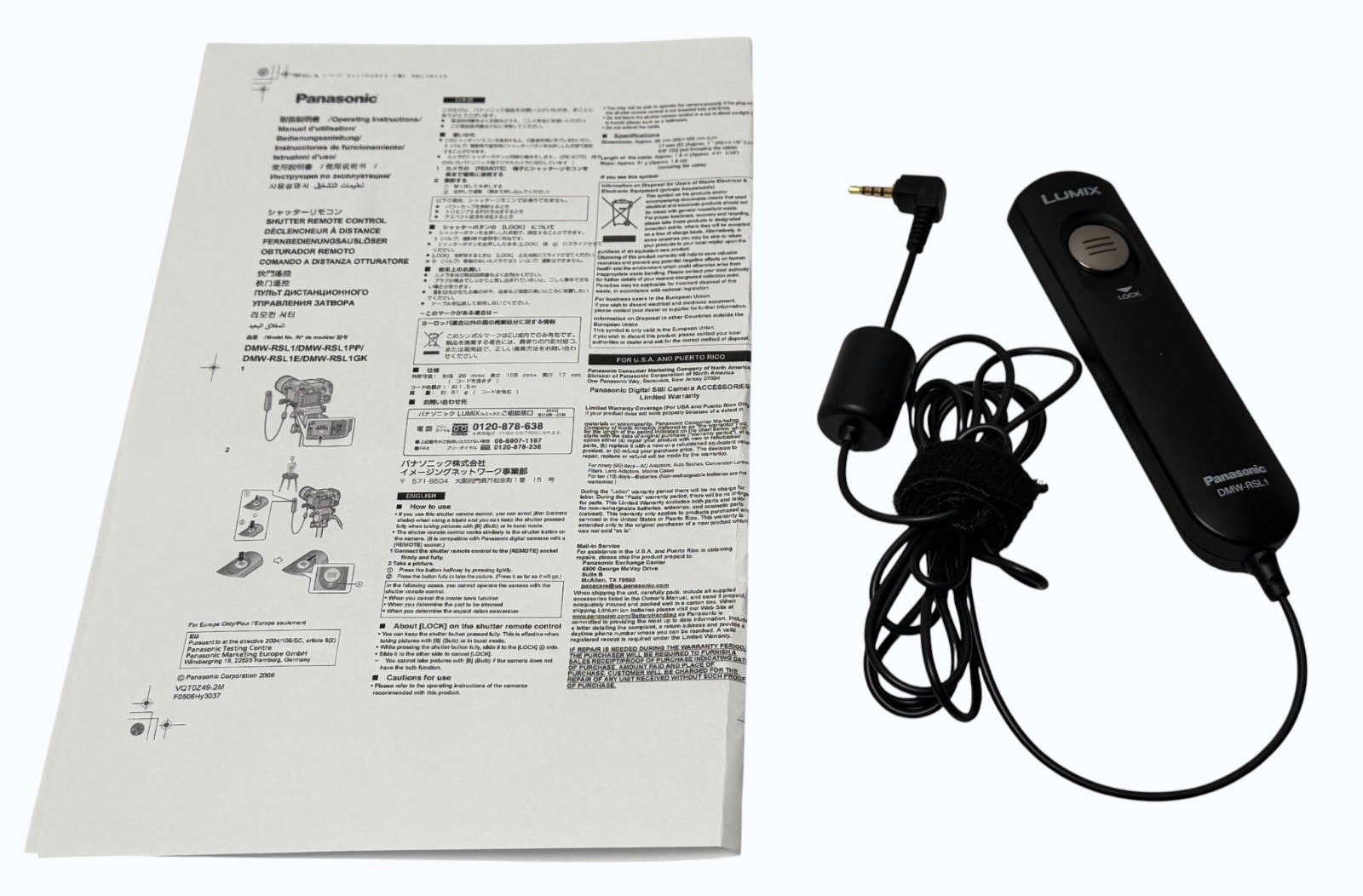 Panasonic Lumix DMW-RSL1 OEM Remote Control Shutter Release - Good Condition