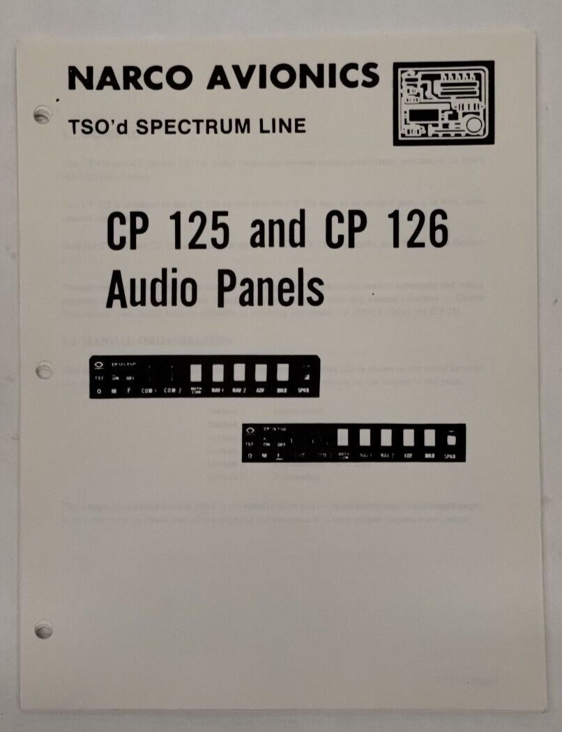 Narco TSO'd Spectrum Line CP 125 & CP 126 Audio Panels Installation Manual-Copy