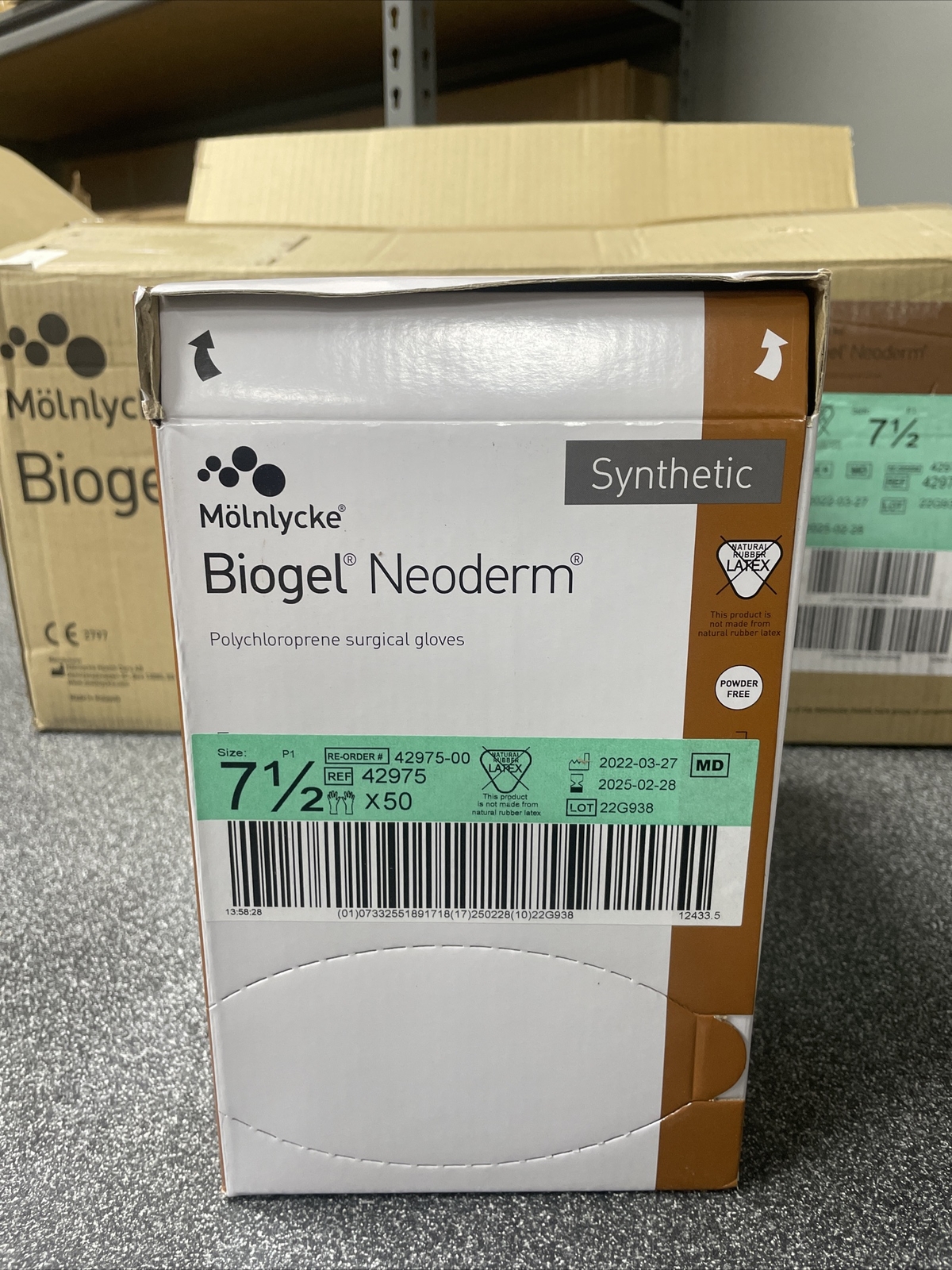 50 Pairs Biogel NeoDerm Sterile Gloves Non-Latex Power Free 42975 EXP 2025-02-28