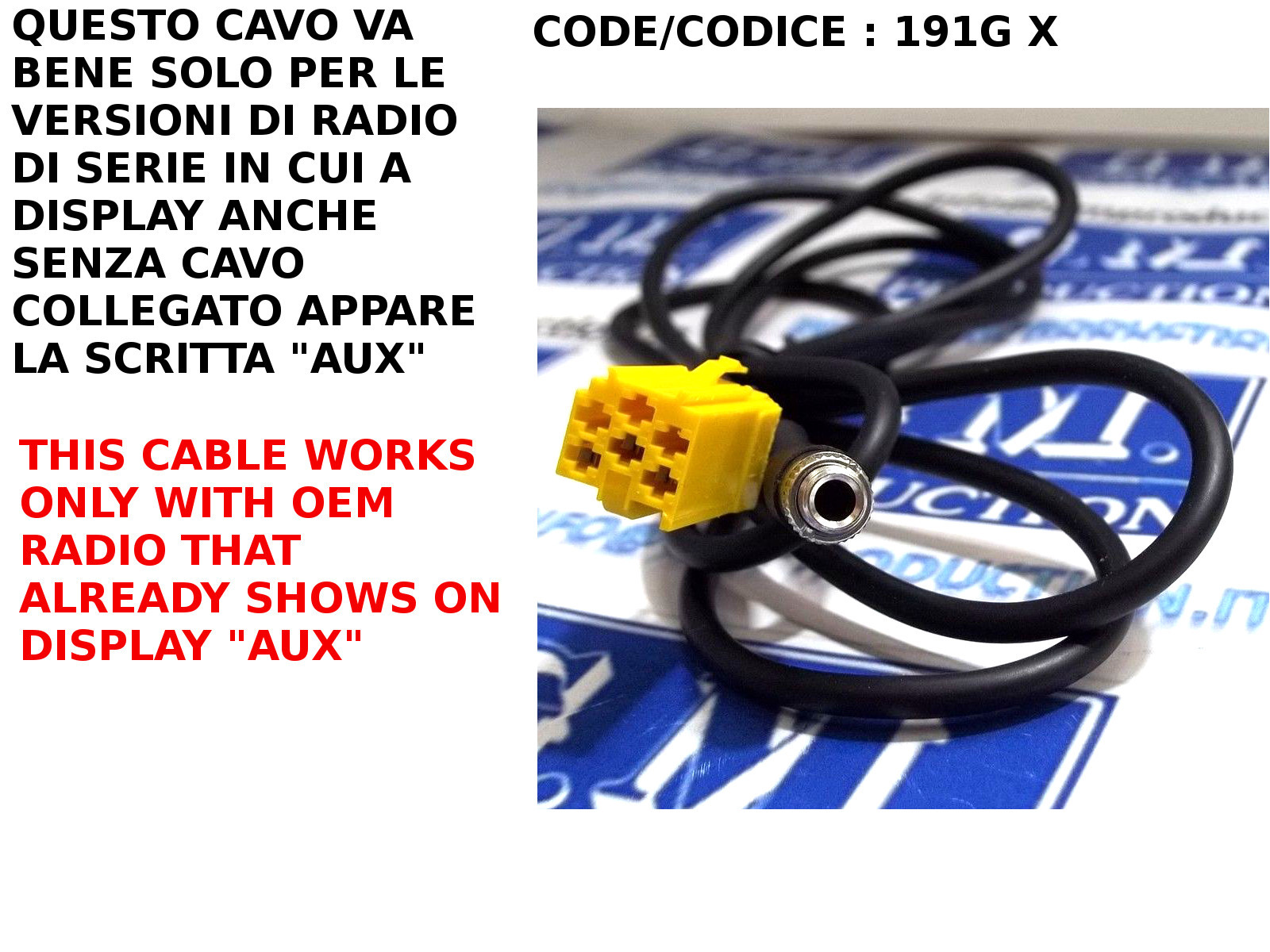 AUX IN Mp3 Cable Cable Alfa 159 Smart Fortwo Fiat 500 Grande Punto Panda Chrome