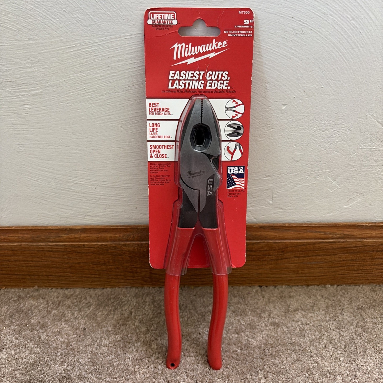 Milwaukee MT500 Lineman's 9 Inch Pliers w/ Crimper/Bolt Cutter - Made In USA