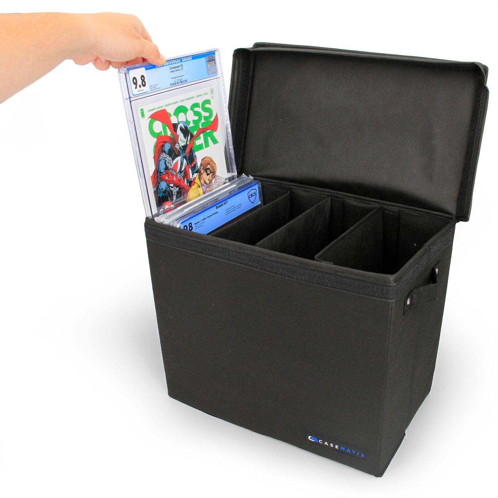 Comic Book Storage Case for 28 CGC Comics - Lightweight Bin with 3 Removable Par