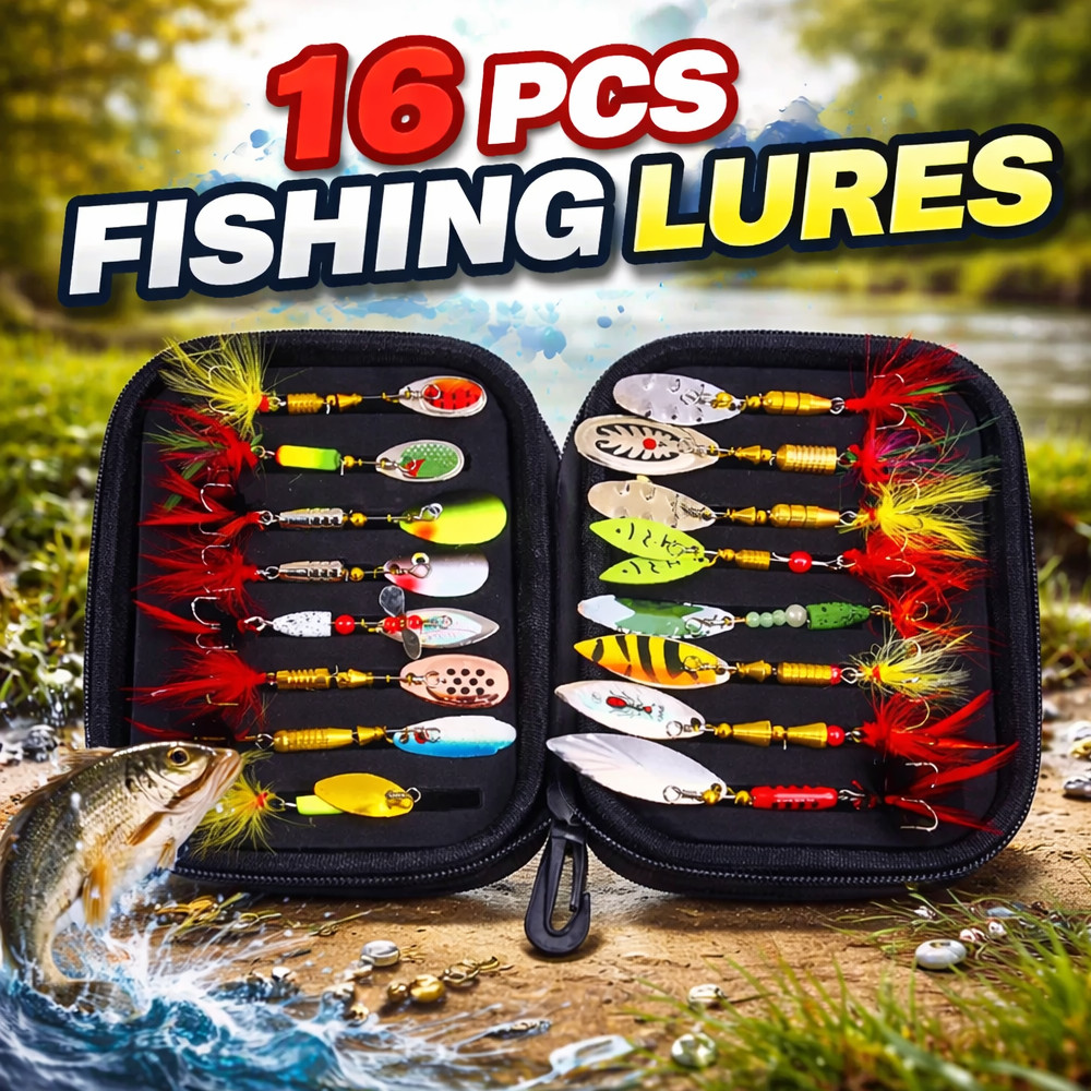 16PCS Kinds of Fishing Lures Crankbaits Hooks Minnow Baits Bass Tackle Crank Set