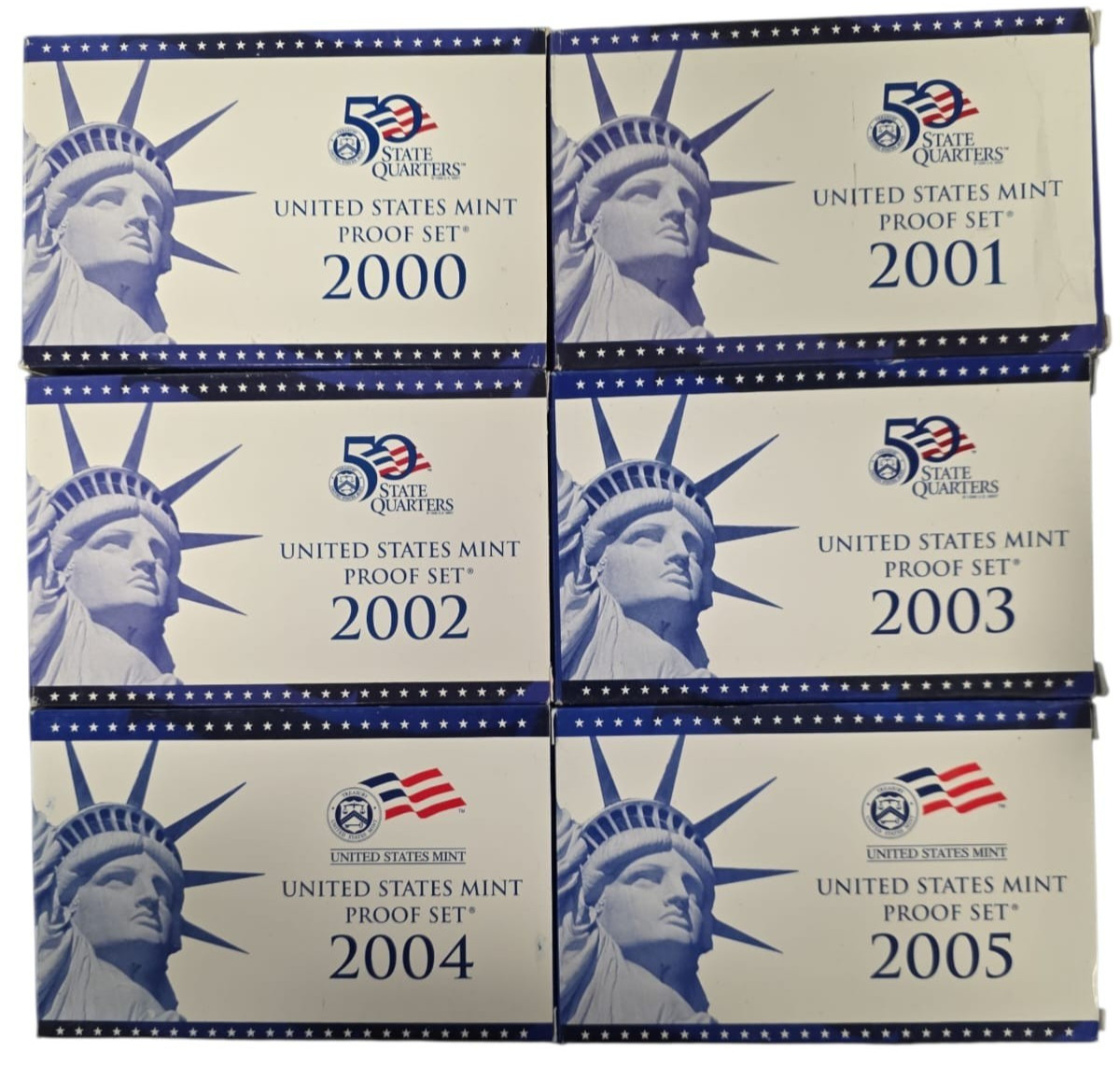 2000-2005 U.S. Mint 6 Proof Sets w/ OGP Box & COA -As Is