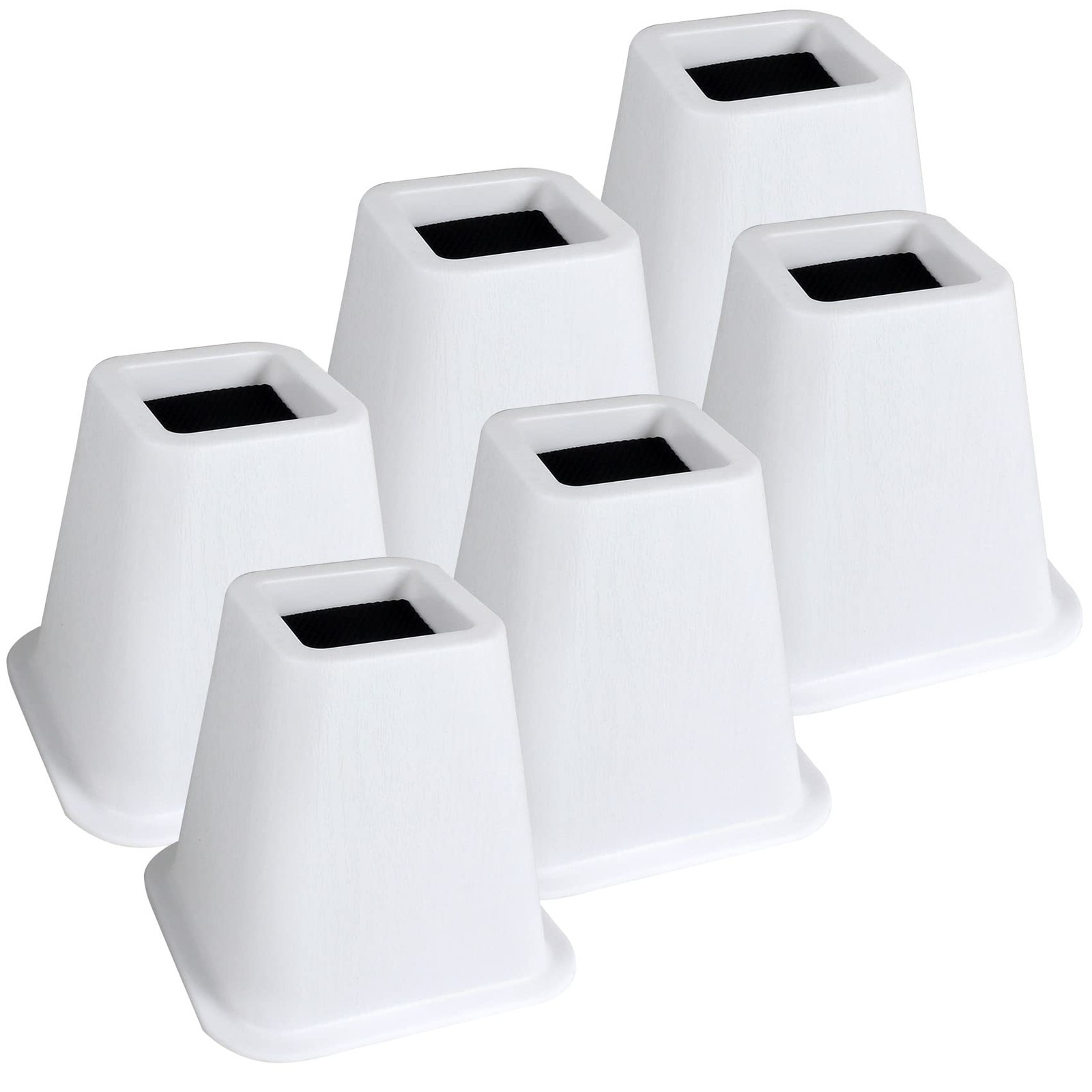 White Oversized Heavy Duty Furniture Bed Lifts Risers Couch NonSlip 6 Pack