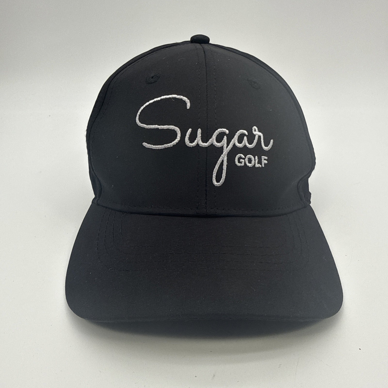 SUGAR GOLF COMPANY Logo Hook Loop Strap Golf Hat Cap Adult Size Black