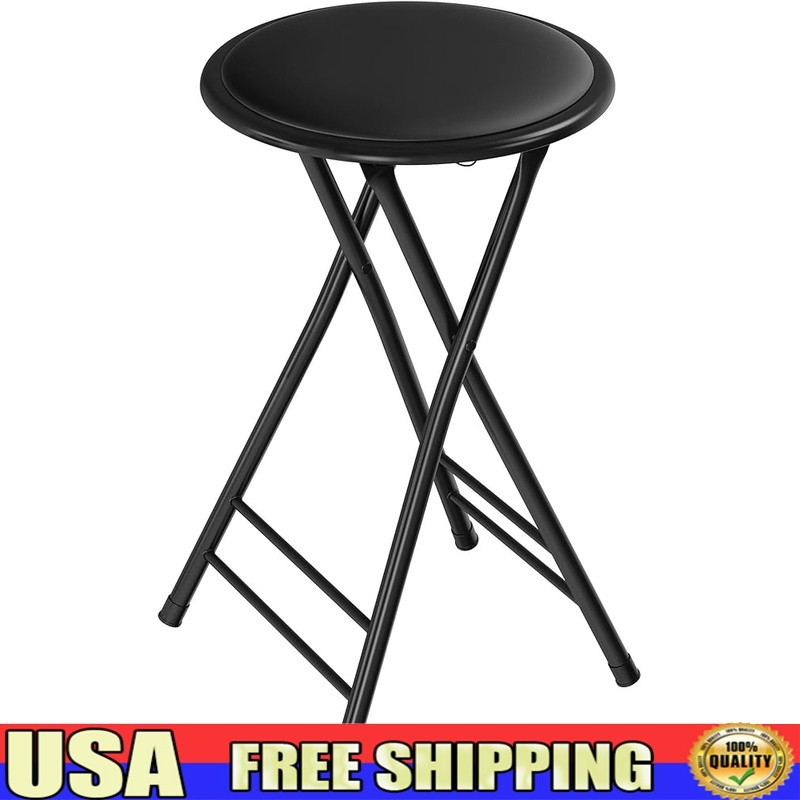 Folding Backless Stool Portable Indoor Seat Compact Lightweight 225lb Capacity