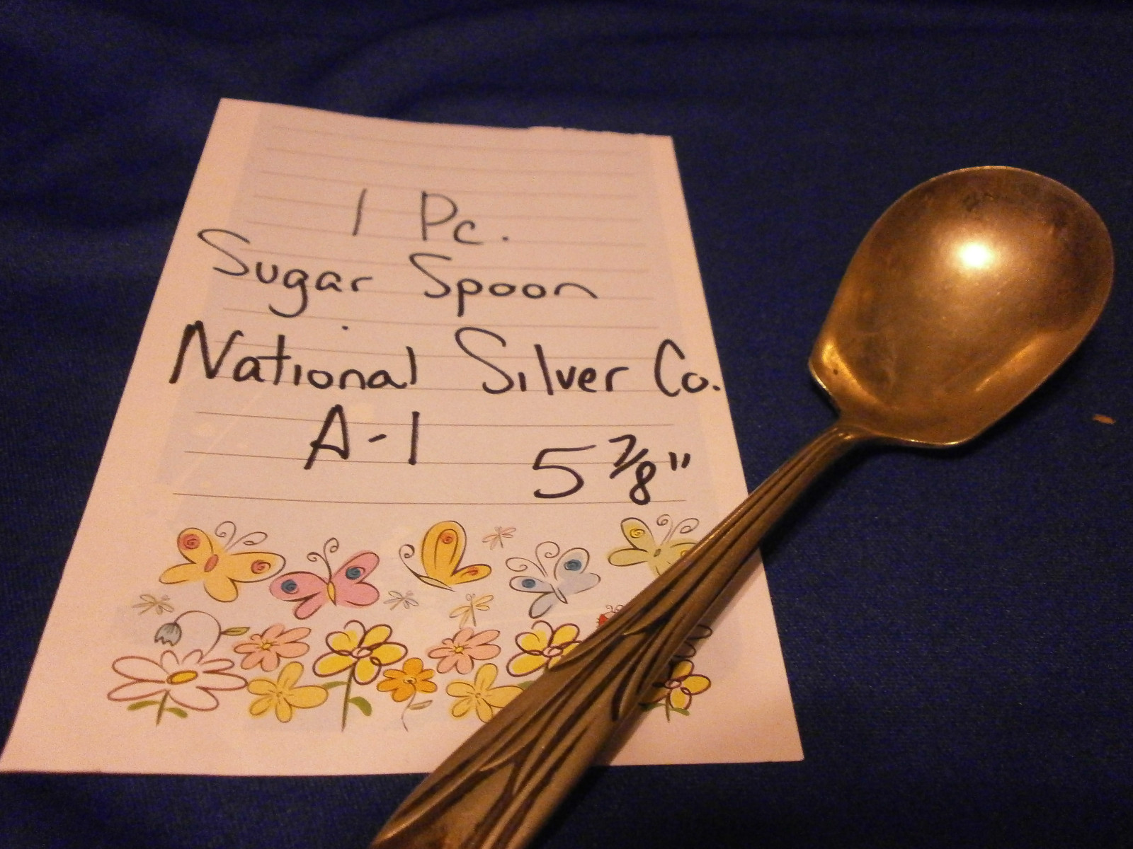1 pc Sugar Spoon 5 7/8" Vintage Silverplate National Silver Co. A-1