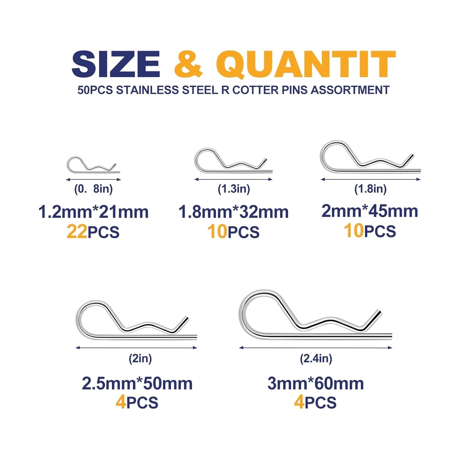 Versatile 5-Sizes Cotter Pin Set for Trailer Locking & Mechanic Applications