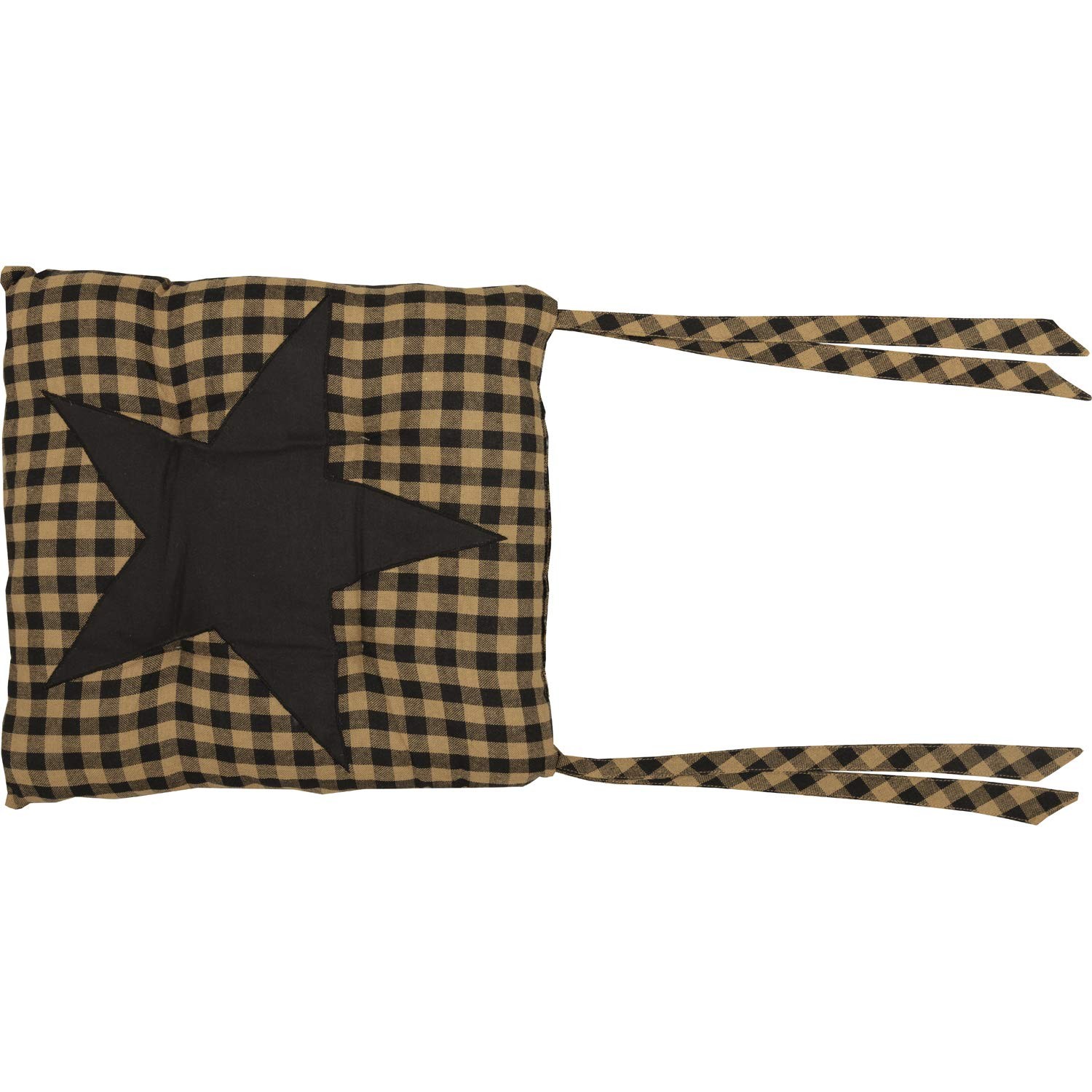 VHC Brands, Black Star, Cotton, 15x15, Chair Pad, 1 Pack, Raven, Khaki