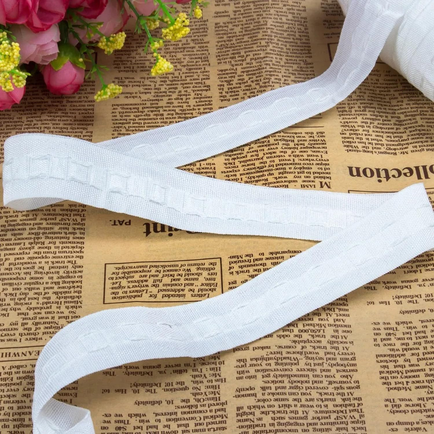 Curtain Narrow Header Tape with Strings 30Mx3Cm Pull Cord Pleat Cloth Heading Be