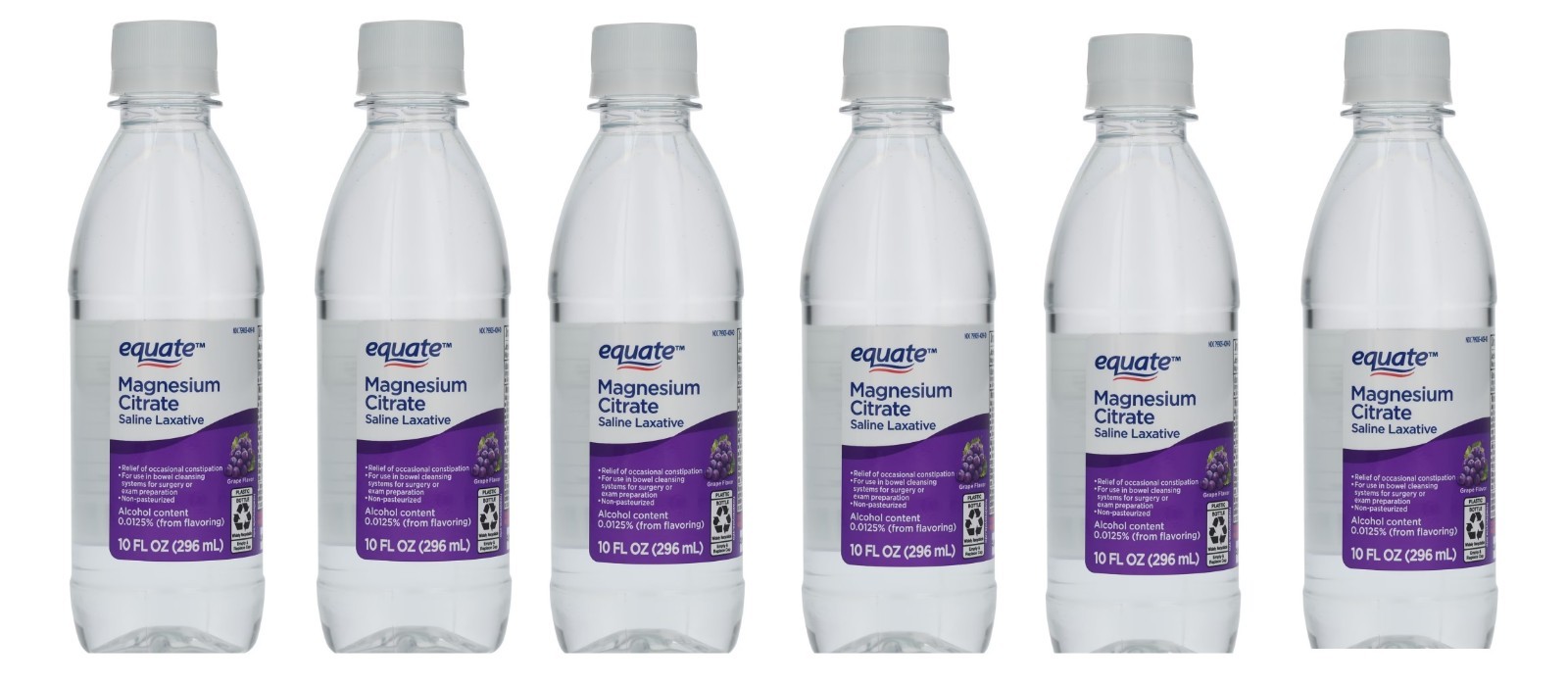 EQUATE Magnesium Citrate Laxative Grape 10-OZ 6-Bottles EXP 04/29 Great Flavor