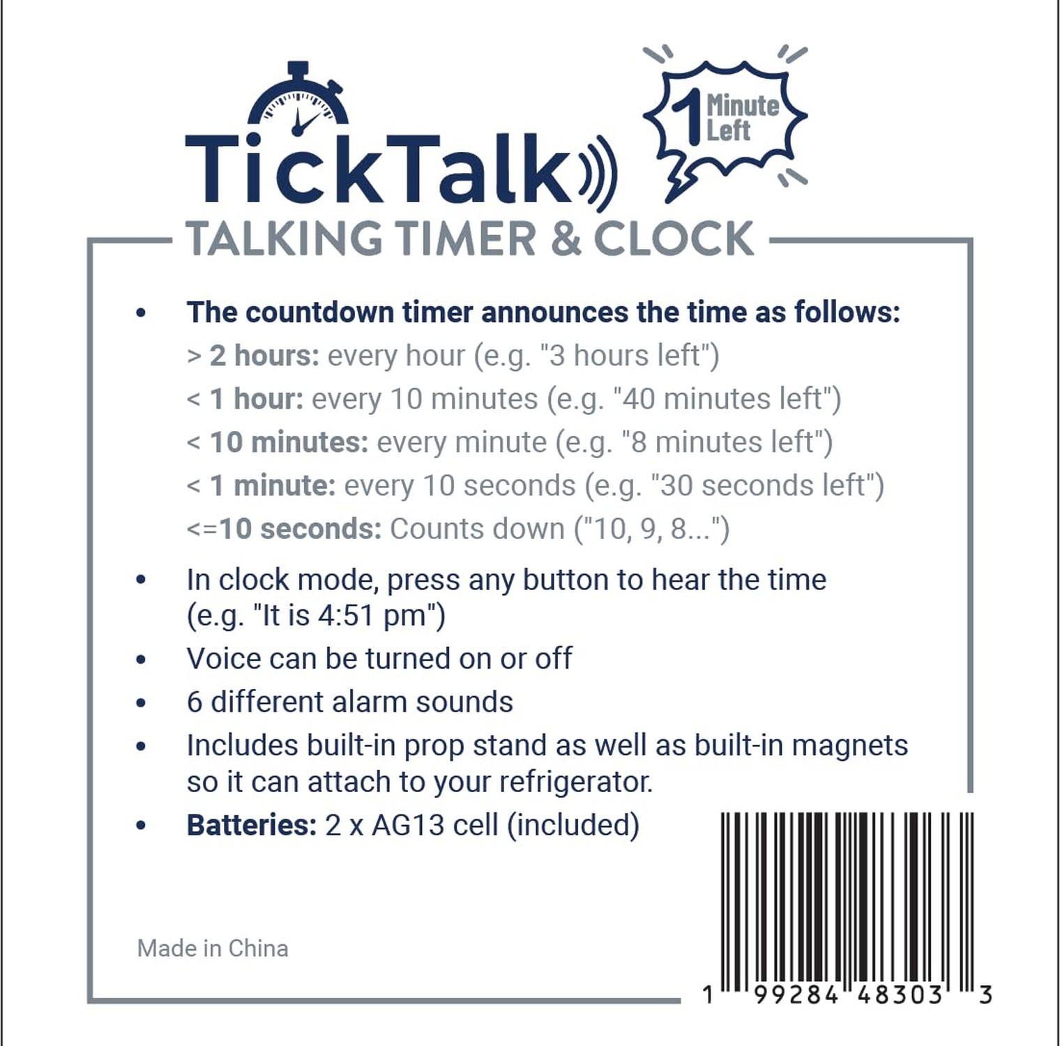 Talking Digital Timer & Clock | Voice Countdown Announcements Every Hour/10 M...