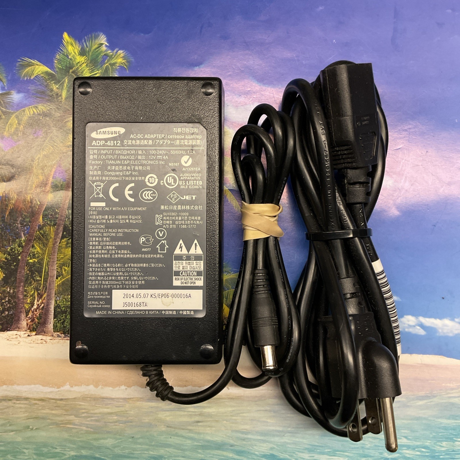 SAMSUNG 12V 4A 48W AC/DC Adapter&Cord Power Supply  GRADE A ADP-4812 W AC CORD