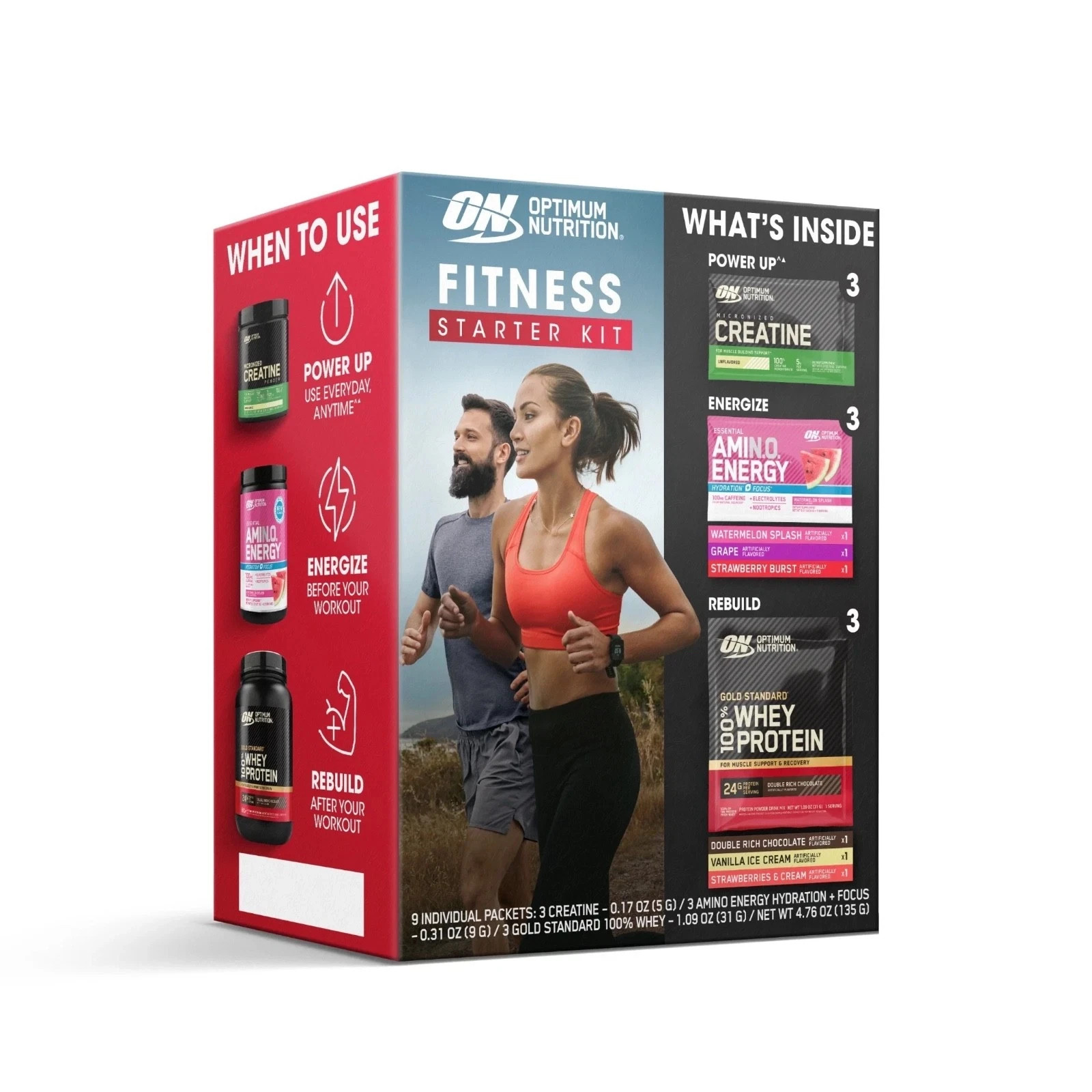 OPTIMUM NUTRITION Fitness Starter Kit 9 Single Serve Workout Support Supplement