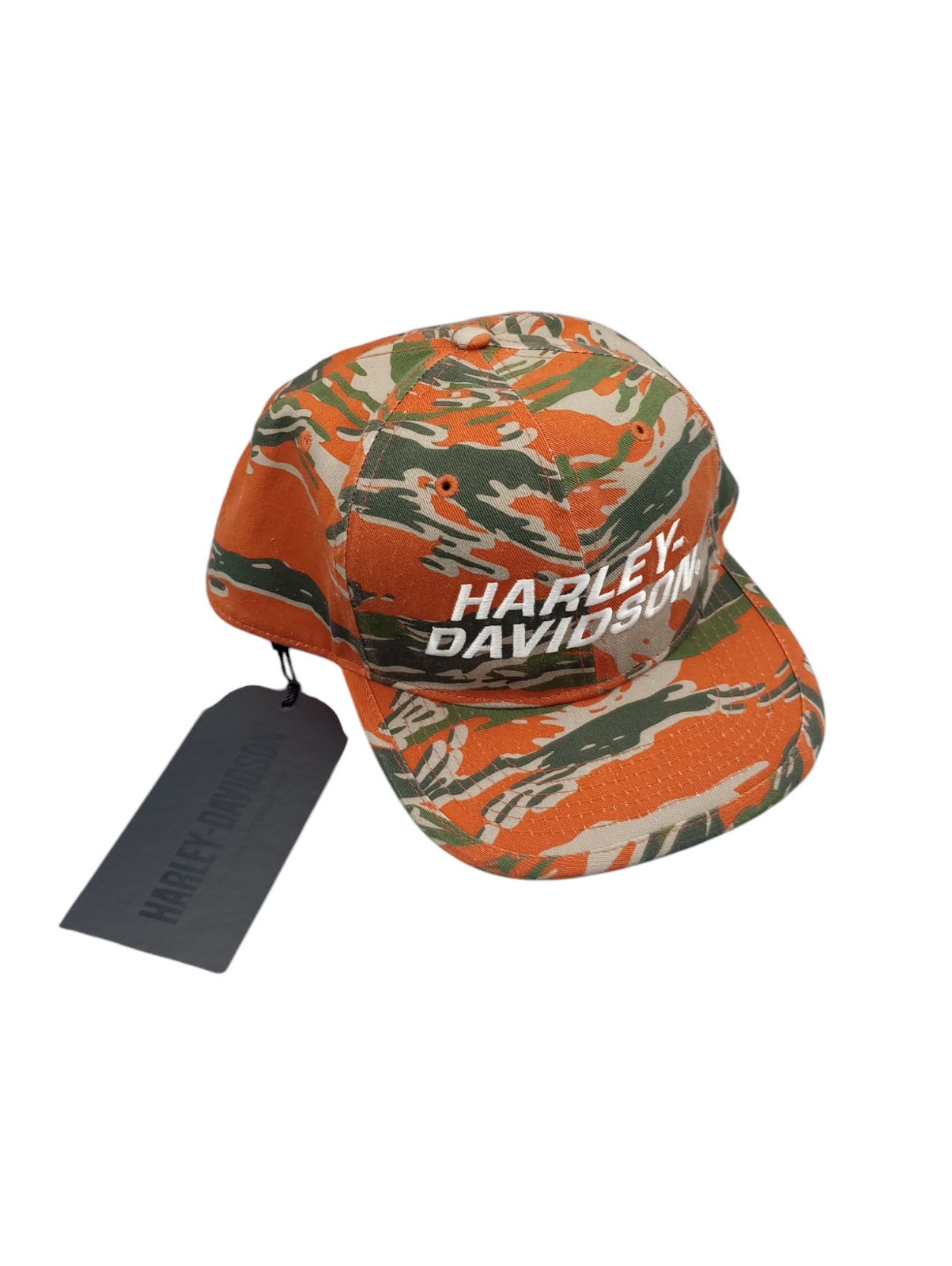 Harley-Davidson Mens All Over Camo Print Orange Adjustable Snapback Cap Hat 9760