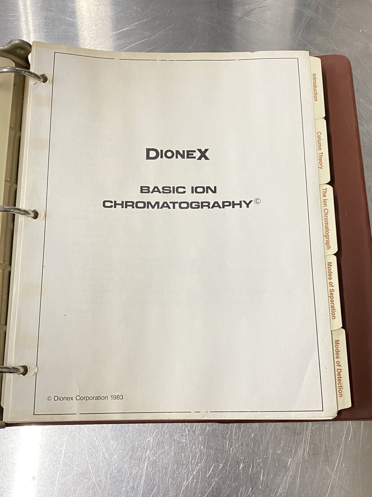 Dionex Basic Ion Chromatography Course - Users Guide / Instruction Book / Manual