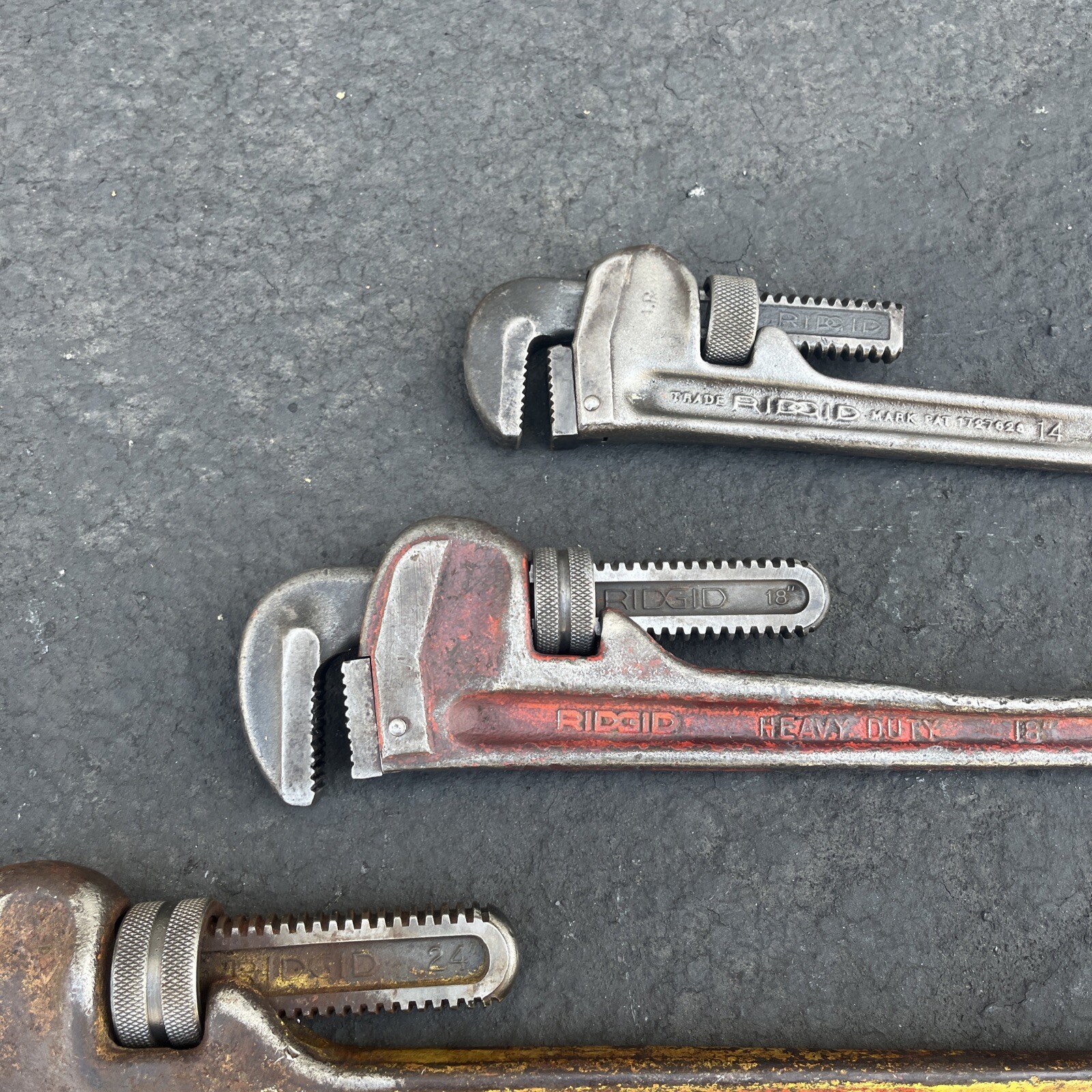 Ridgid pipe wrench set 24", 18", 14"