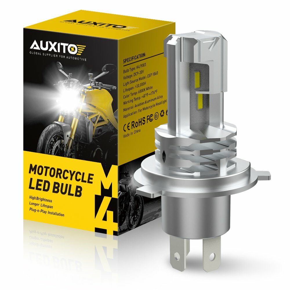 AUXITO H4 LED Motorcycle Headlight Hi/Low Beam 6000K Super Bright White Bulb US