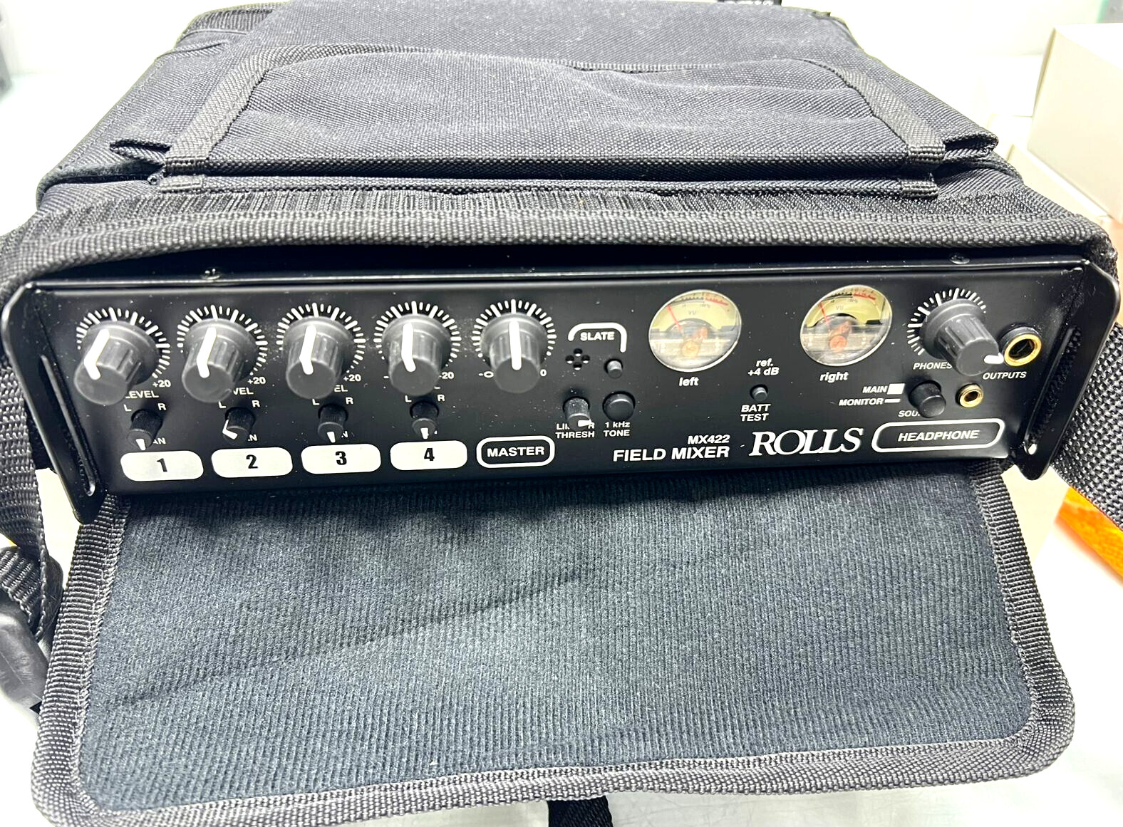 Rolls MX422 Field Mixer 4-channel with Soft Case. Film, Live, Music, Band Audio