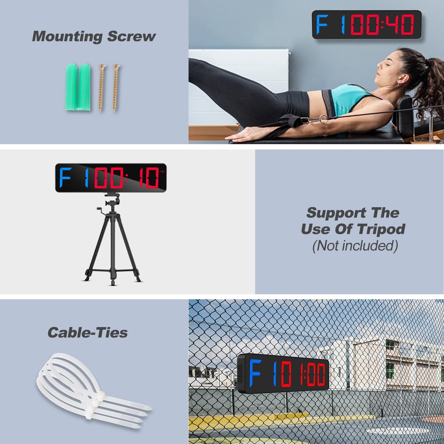 Gym Timer 15" Large LED Display Wall Clock | Interval Workout | Count Down & ...