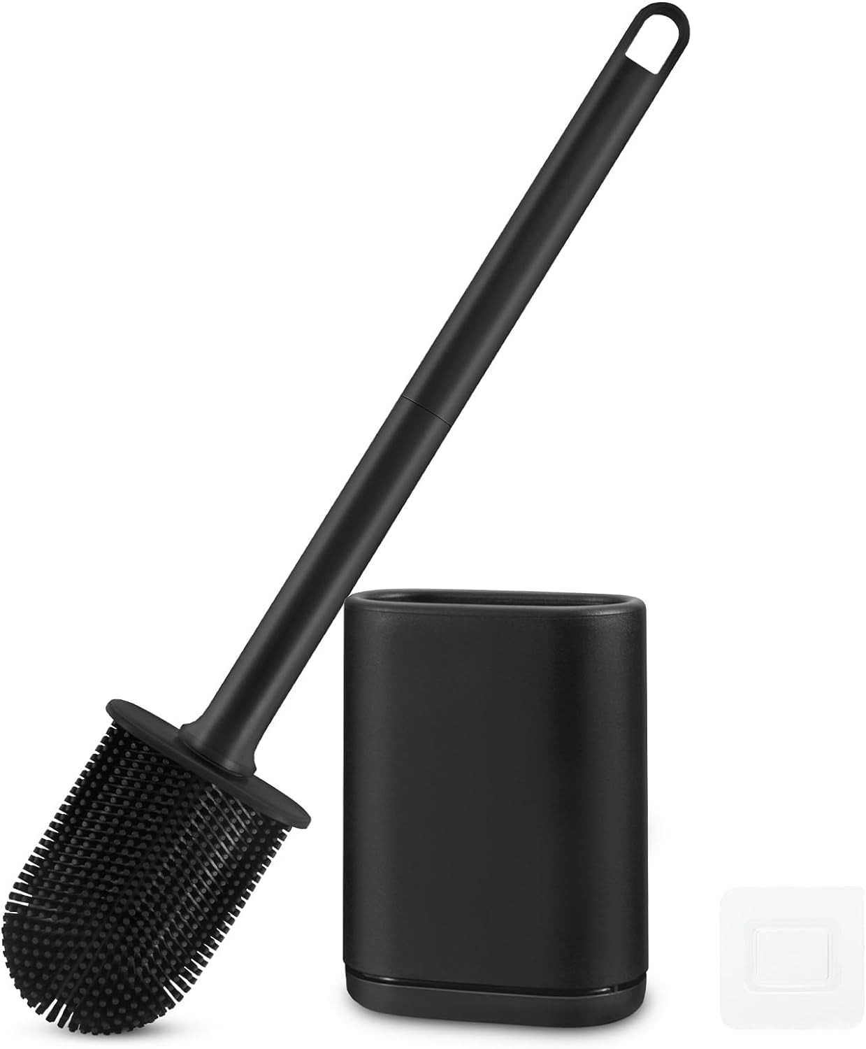 GAXMNS Silicone Toilet Brush and Holder Bendable 3.5"LX2"WX16"H, Black