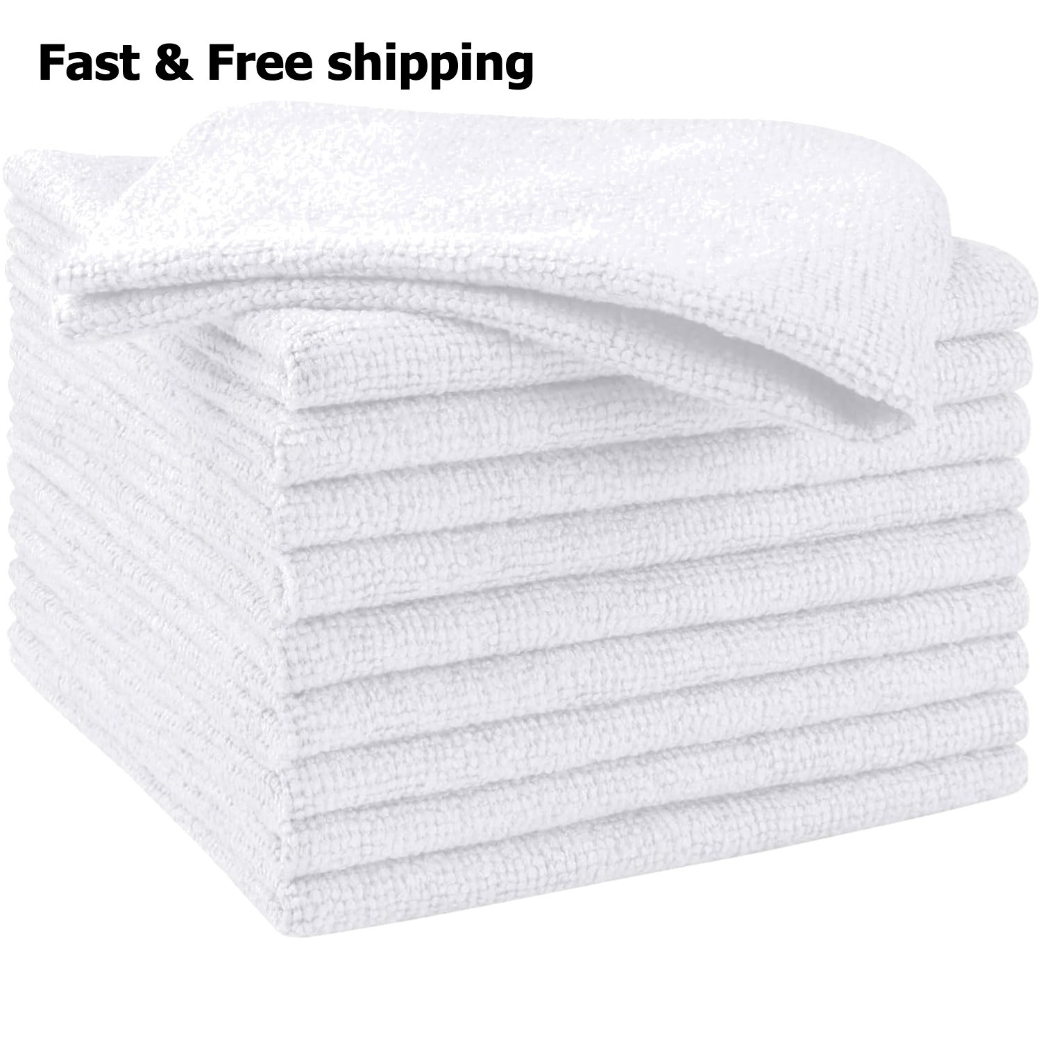 White Microfiber Towels, 10 Pack - Versatile Cleaning Rags for All Needs