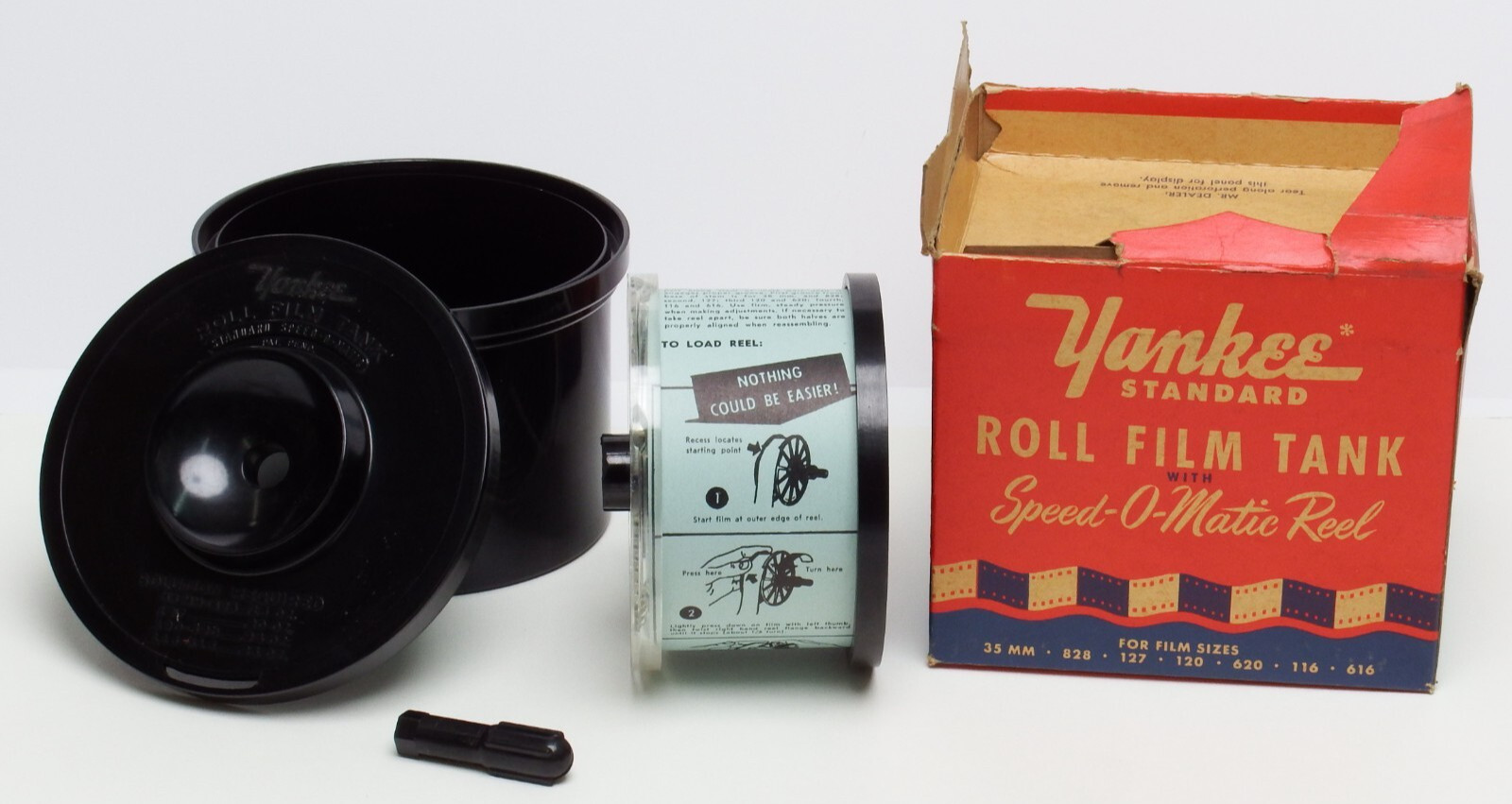 Yankee Standard Roll Film Tank w/ Speed-o-Matic Reel; NOS for 35mm 127 120 620 +