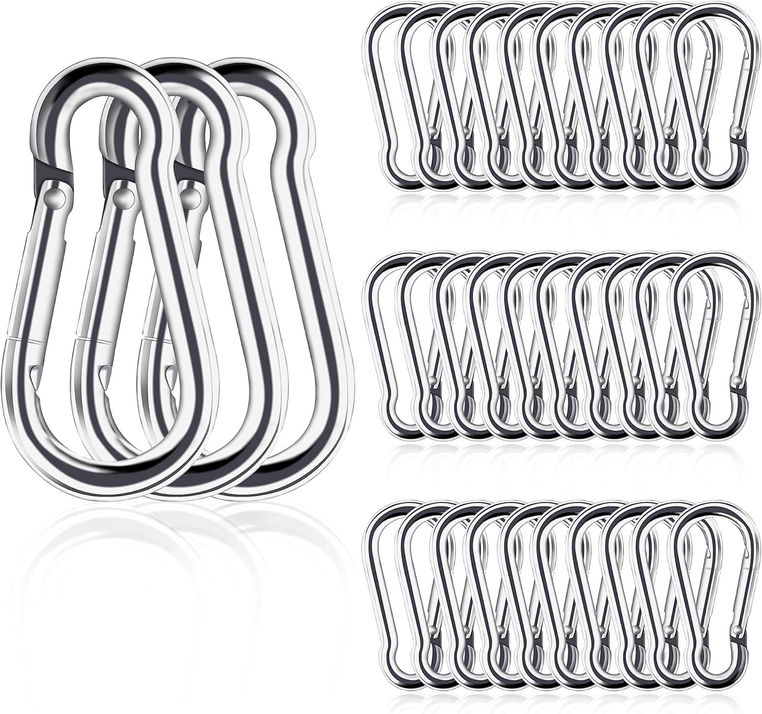 Small Carabiner Clip, 30Pcs 1.57Inch Mini Carabiners Clips, M4 Stainless Steel S