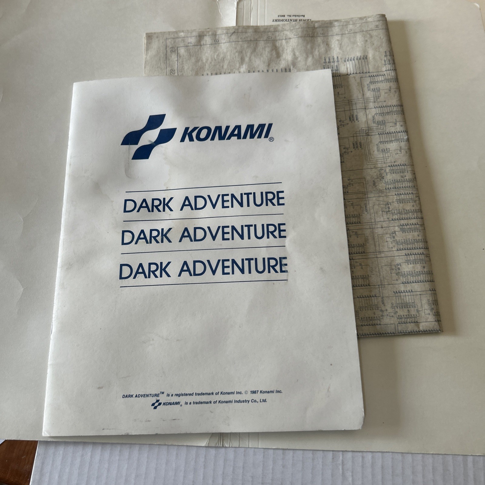 original Factory Dark Adventure Konami W/Schematics arcade video  game manual