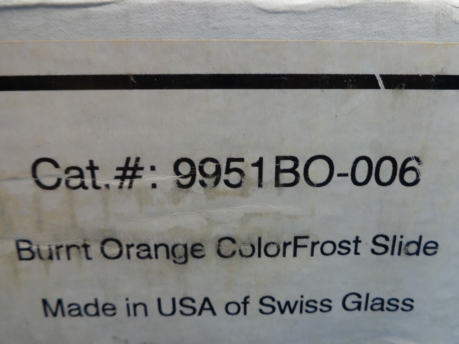 (72) 9951BO-006 Burnt Orange Erie Colorfrost Microscope Slides 25x75mm 1/2 gross