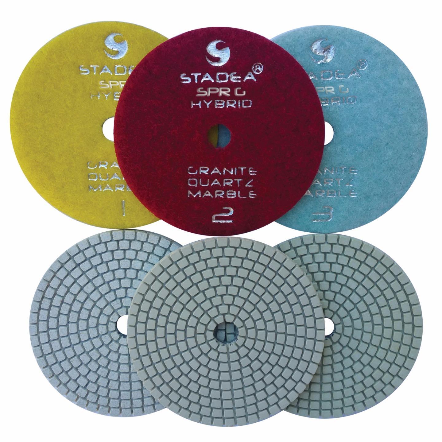 Stadea Diamond Polishing Pad Three 3-Step Wet Dry 4" For Granite Quartz Polish