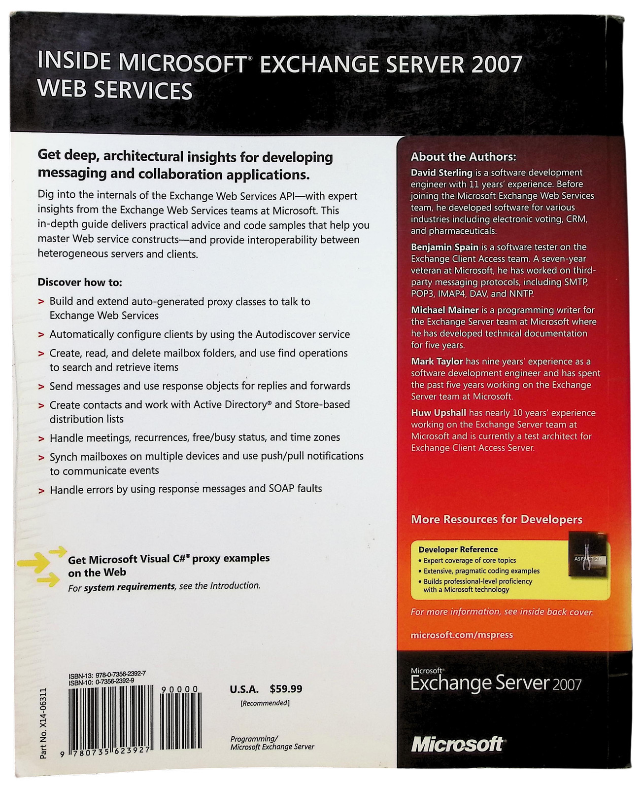 Inside Microsoft Exchange Server 2007 Web Programming Guide Sterling Mainer