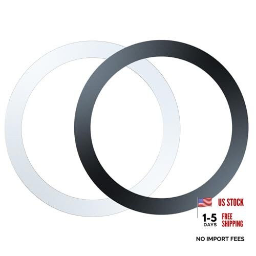 2X Metal Rings (Black + White) Fit for All Phone Cases Magnetic Car Mount